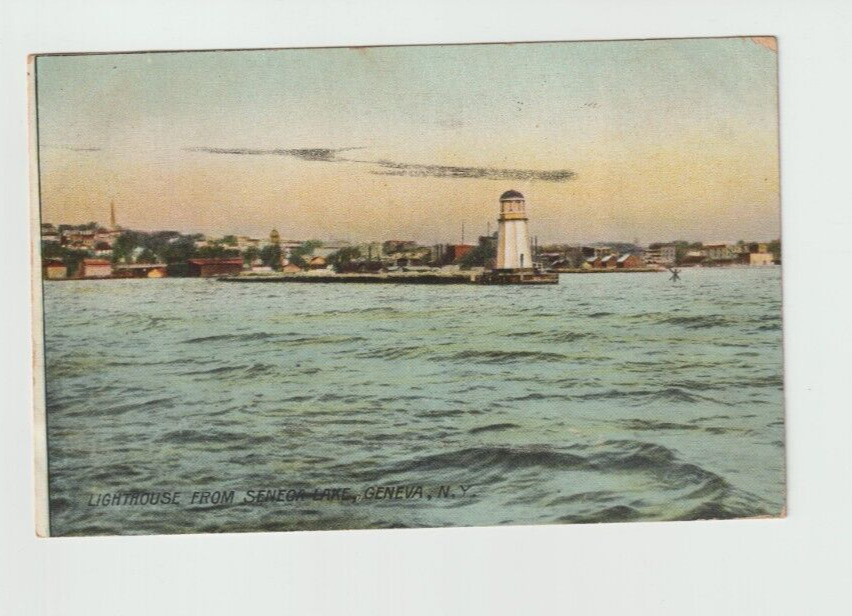 Rotograph Postcard~Lighthouse From Seneca Lake, Geneva NY~1908