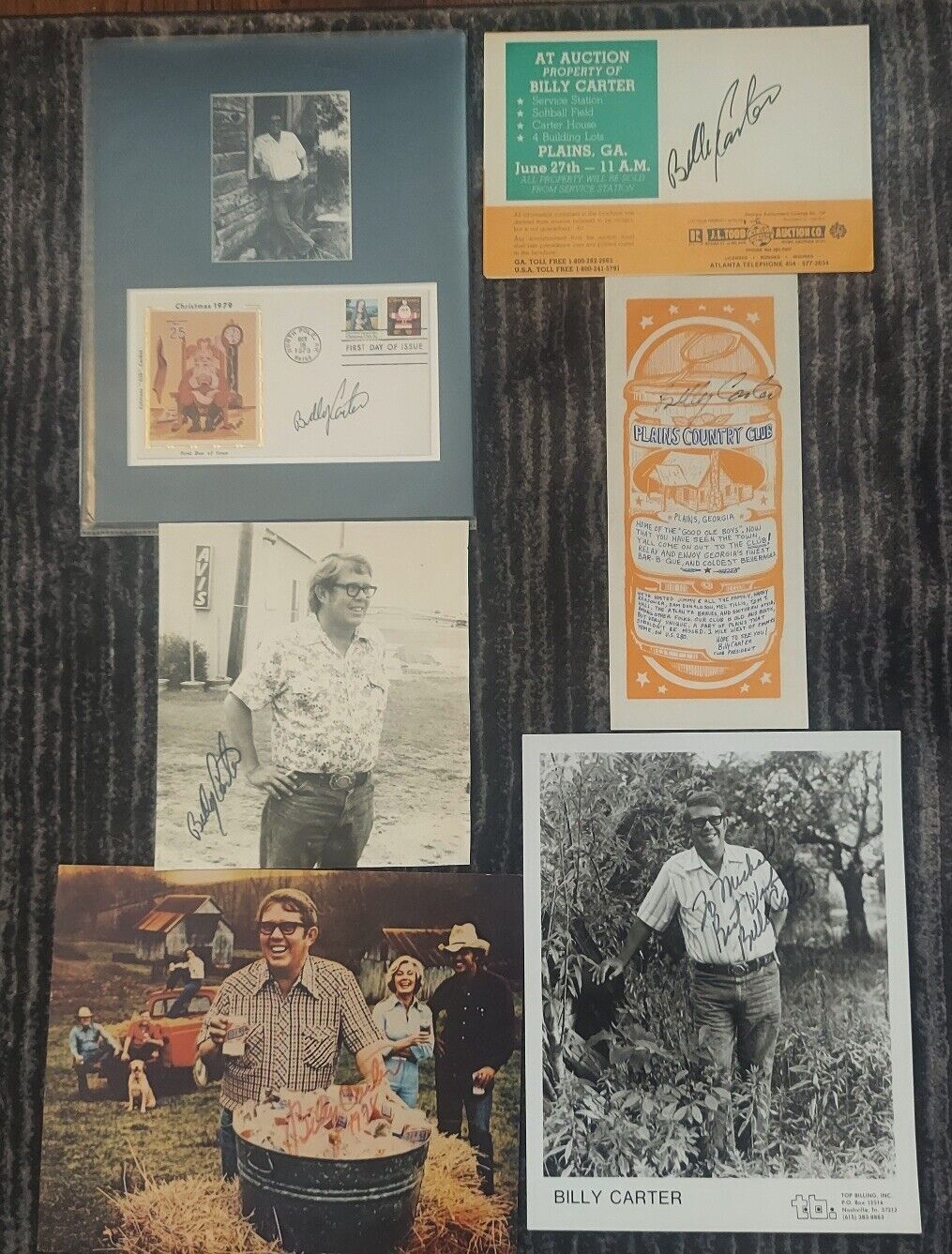 Lot Of 6 Billy Carter Signed Material Beer Autographed Jimmmy