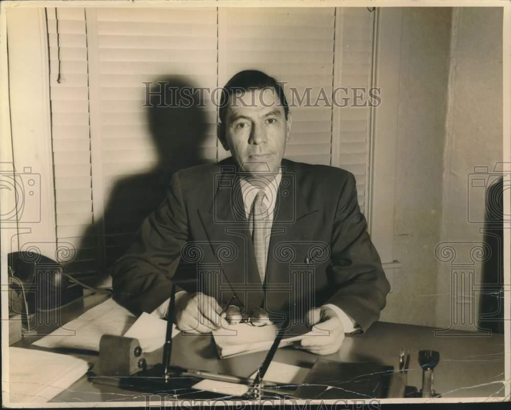 1954 Press Photo C. E. Brand sitting at his desk - sam00084