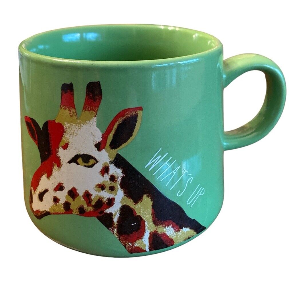 Opalhouse Wide Bottom Green 16oz Porcelain Mug  WHAT\'S UP Coffee Cup Giraffe