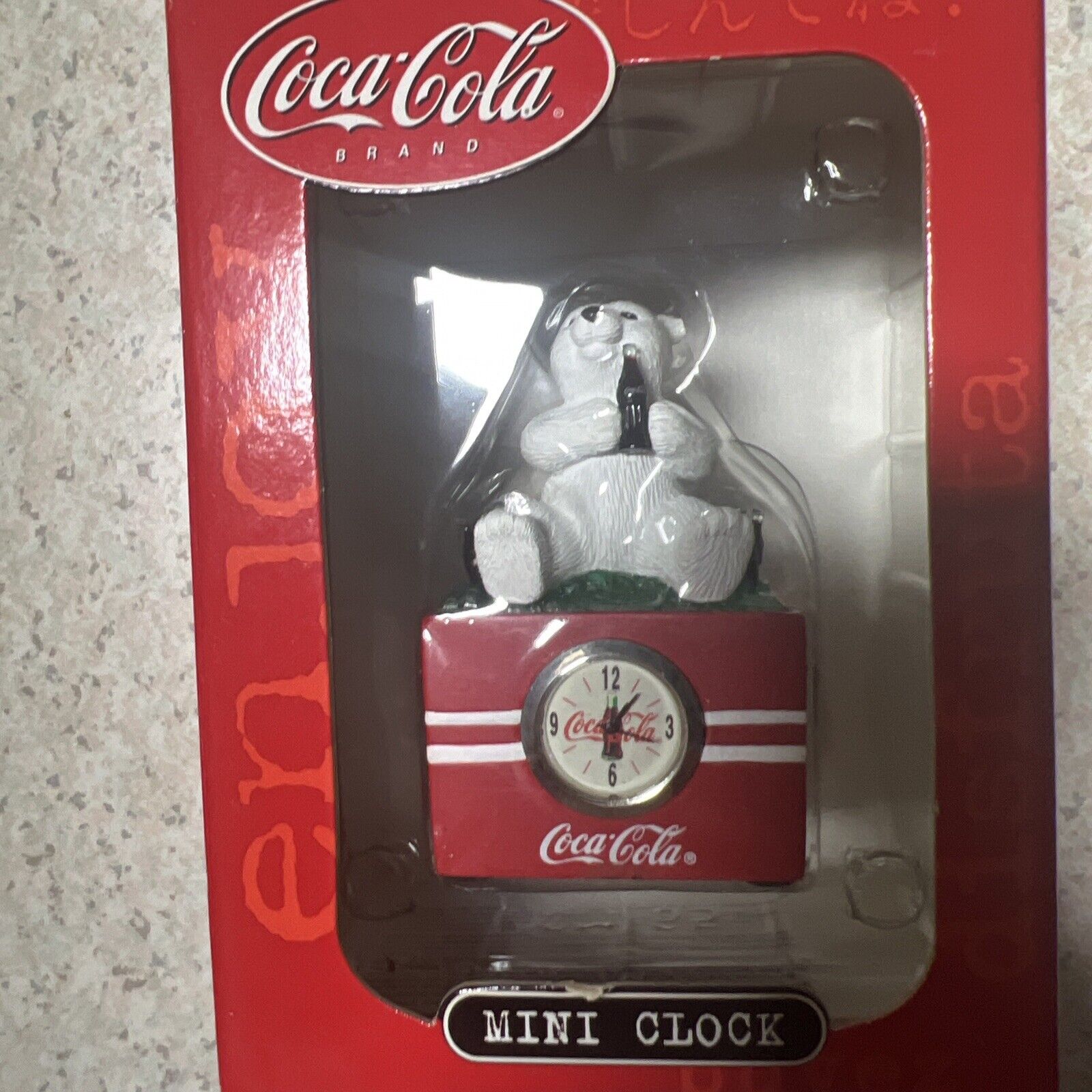 Coca-Cola, Mini Clock Polar Bear With Coke Sitting On Ice