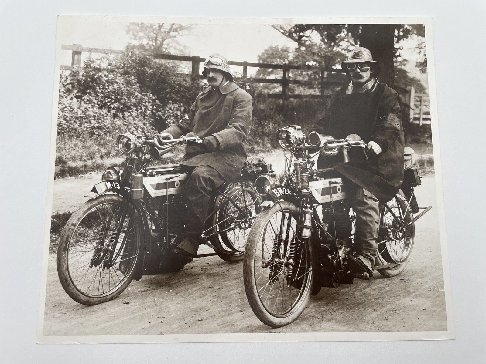 Antique Original Photo Early 1900s Motorcycles & Riders Photograph - 11” X 9”