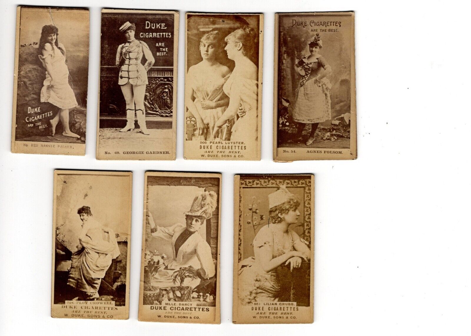 c1880\'s 7  Duke Cigarettes Cards -  Glamour Girls Each Named
