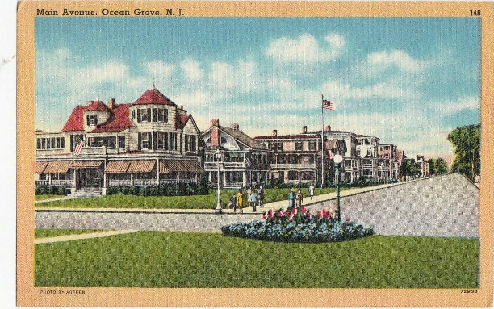 Postcard Main Avenue Ocean Grove NJ Linen Unposted