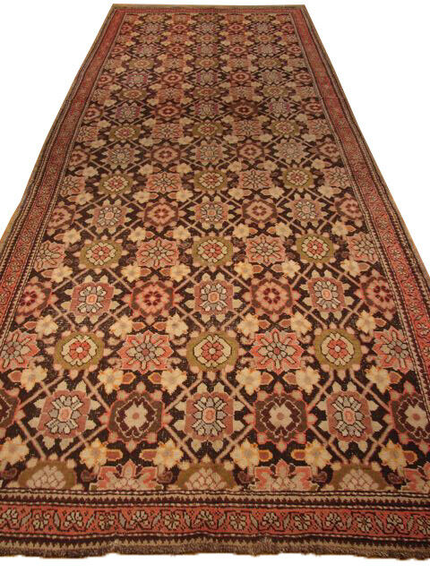 13 foot Brown Kazak Classic Antique Caucasian 56 x 153 in Hand Woven Rug