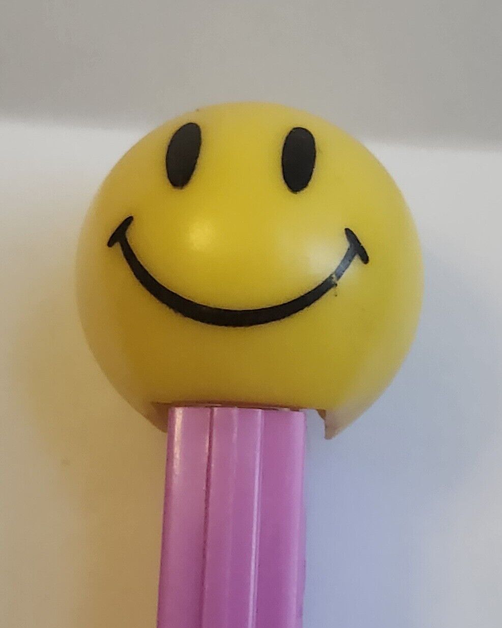 Retired Funky Face Emoji  Smiling Happy Pez Dispenser Purple Stem