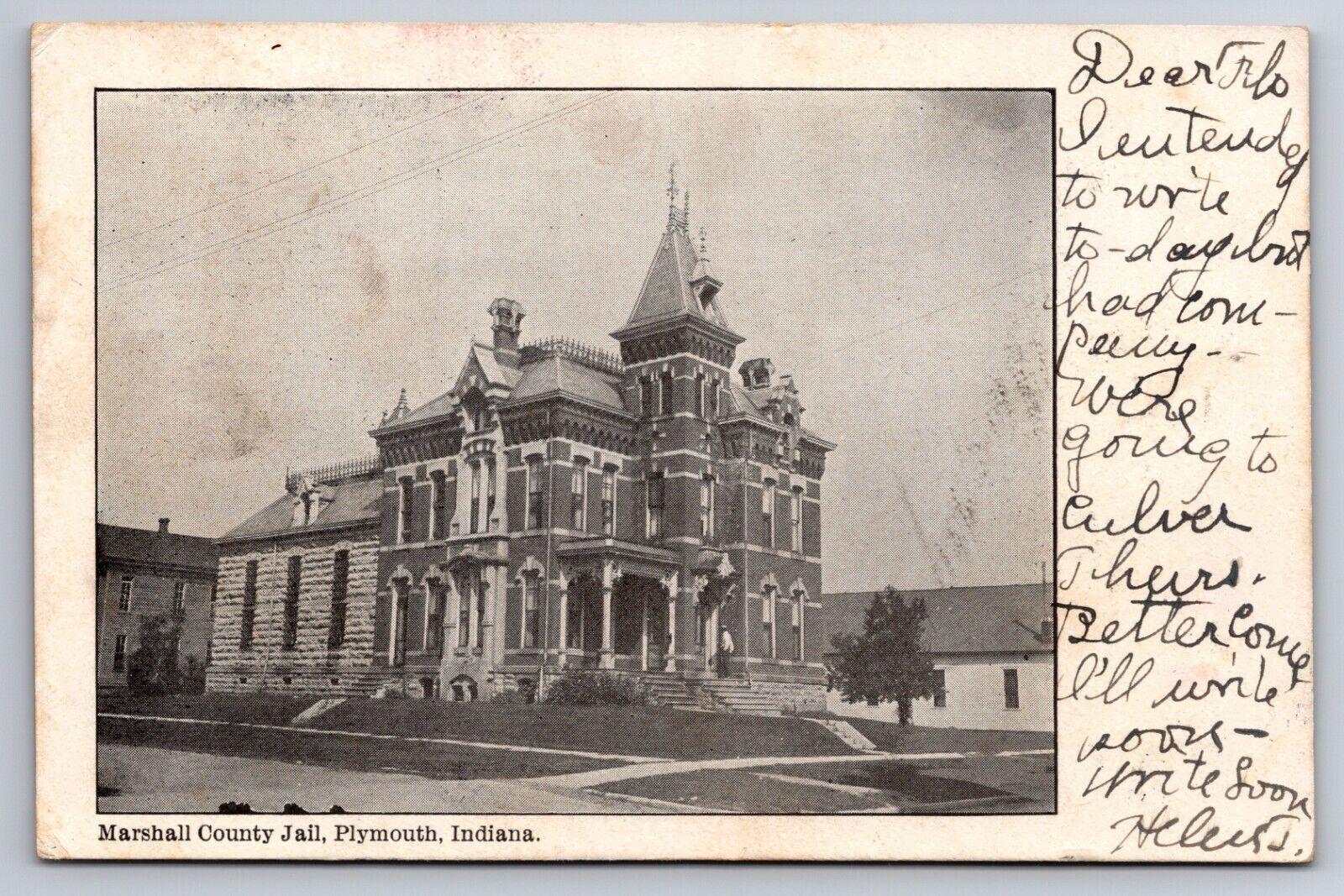 Marshall County Jail Plymouth Indiana IN 1907 Postcard