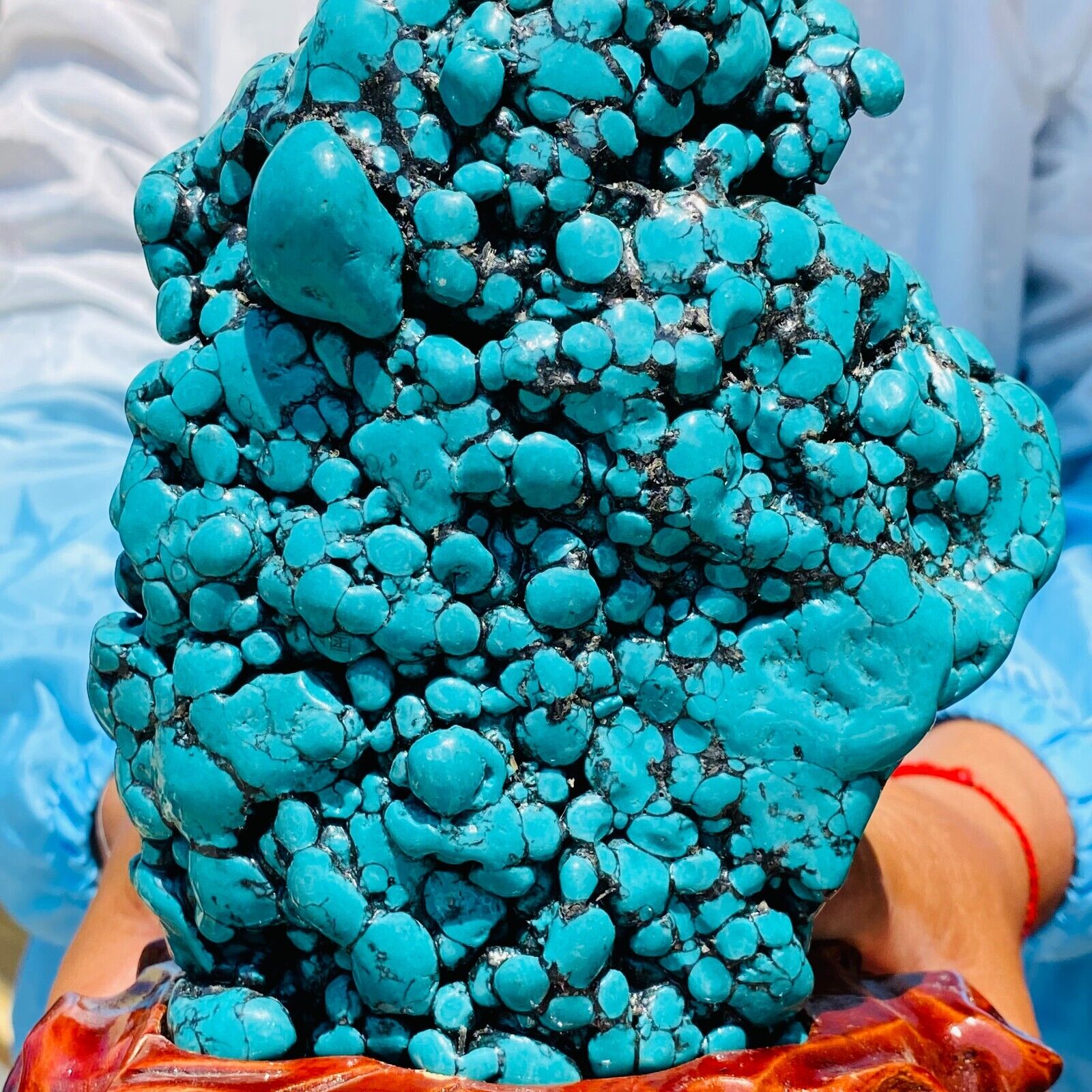 5.20lb Large Natural Green Turquoise Rough Gemstone Crystal Specimen+Stand
