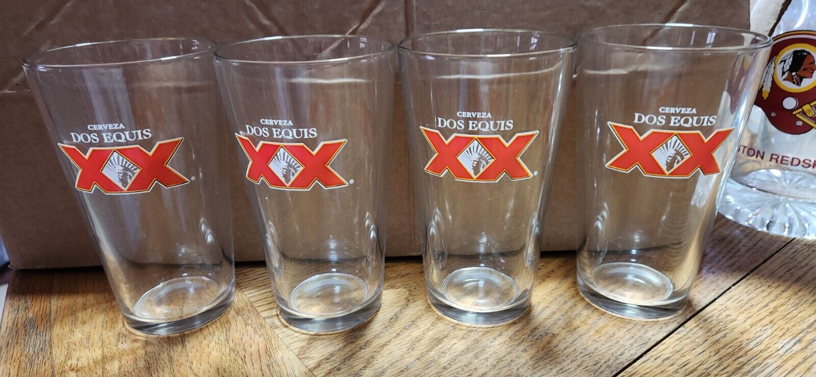 Set of 4 Dos Equis Mexican Beer Glass Embossed XX’s Established 1897 16oz .5l