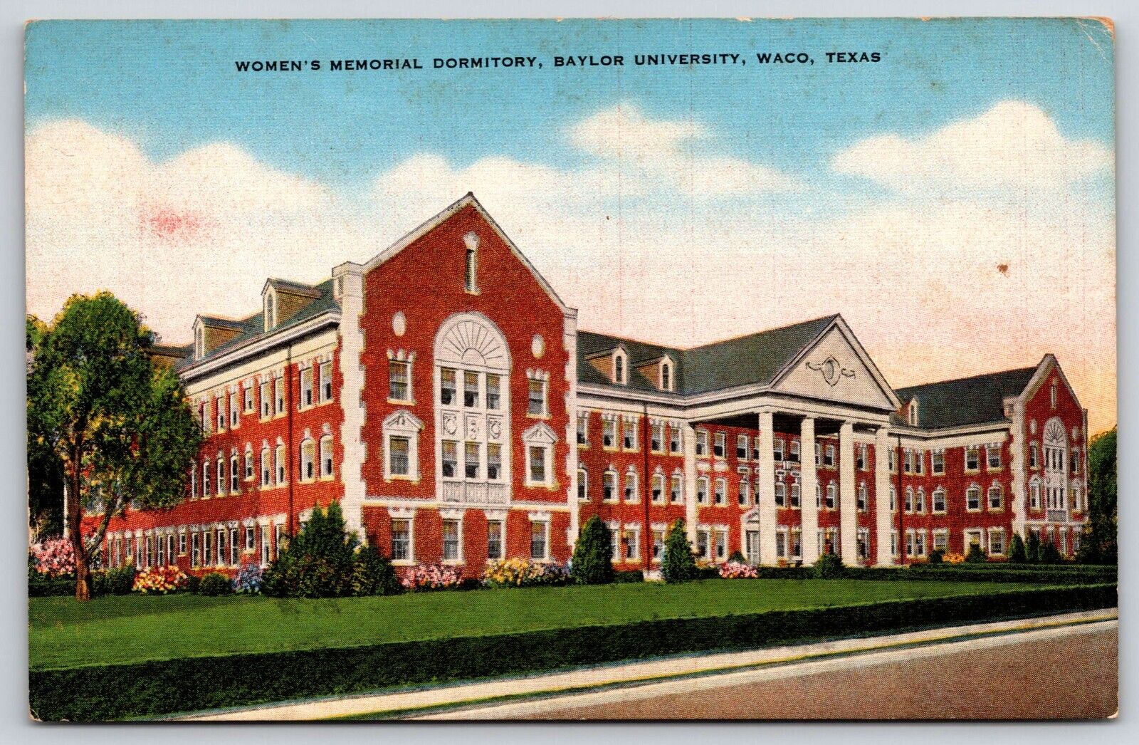 Waco TX Baylor University Linen View Old Postcard