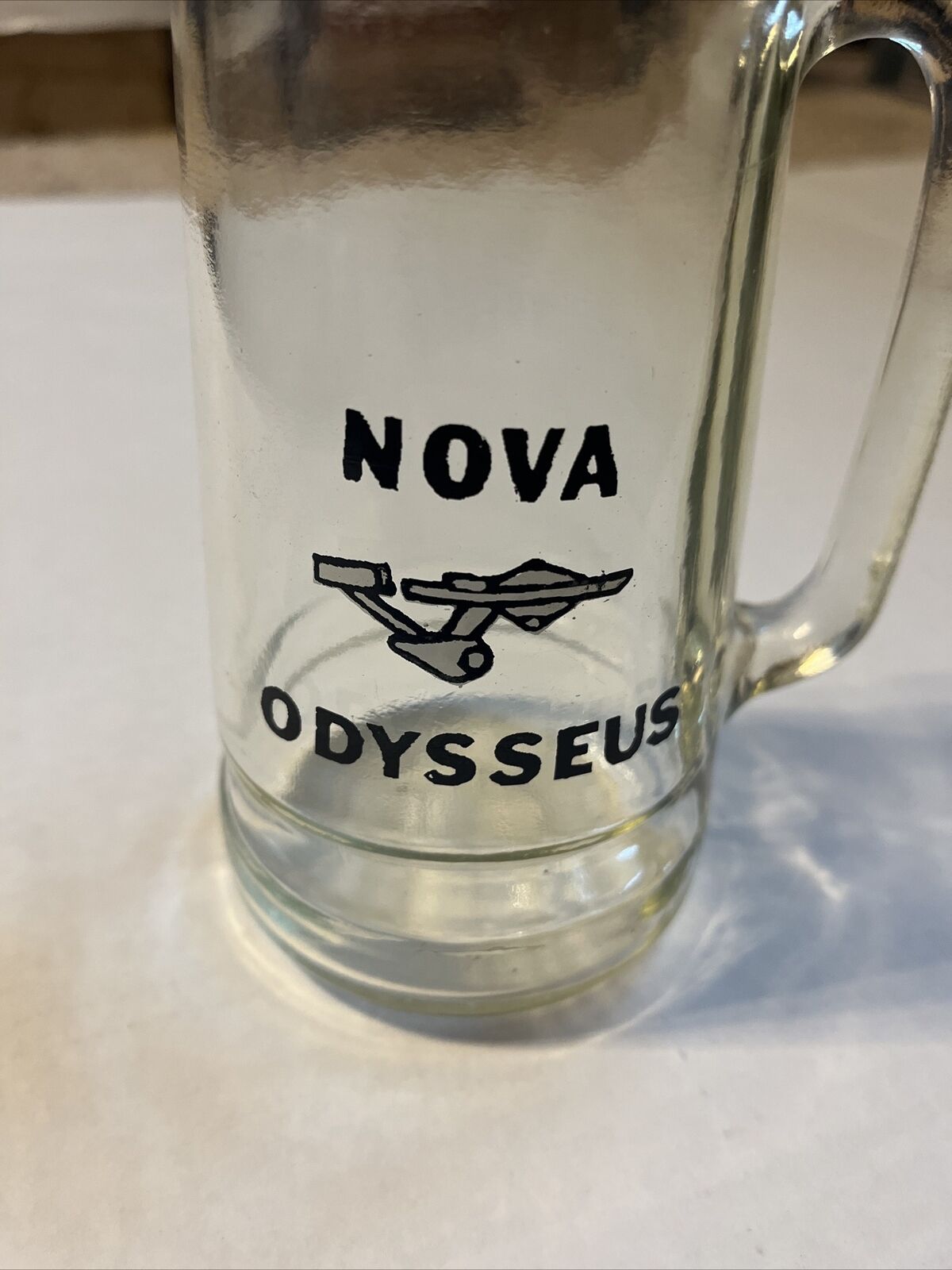 Vintage NOVA ODYSSEUS Beer Mug Glass 7” Star Trek USS Enterprise ? NASA ? Rare
