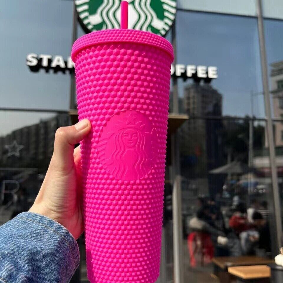 New Style Starbucks Barbie Matte Diamond Pink Studded Tumbler Cup 710ml/24oz