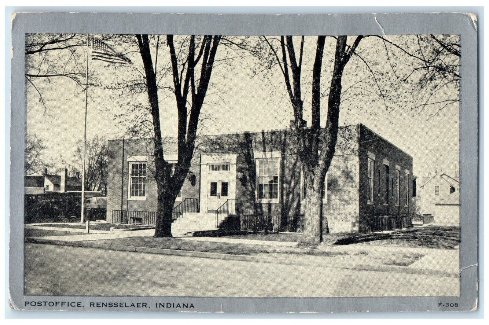 c1930 Post Office Exterior Building Rensselaer Indiana Vintage Antique Postcard