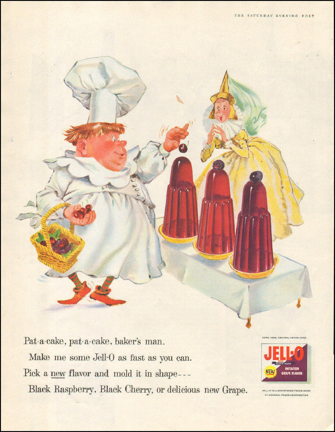 1950\'s Vintage ad for Jell-0 Pat-a-Cake Art Fairy(020417)