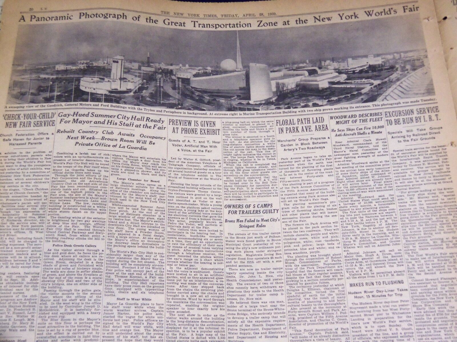 1939 APRIL 28 NEW YORK TIMES - FAIR NEARLY READY FOR OPENING - NT 3043