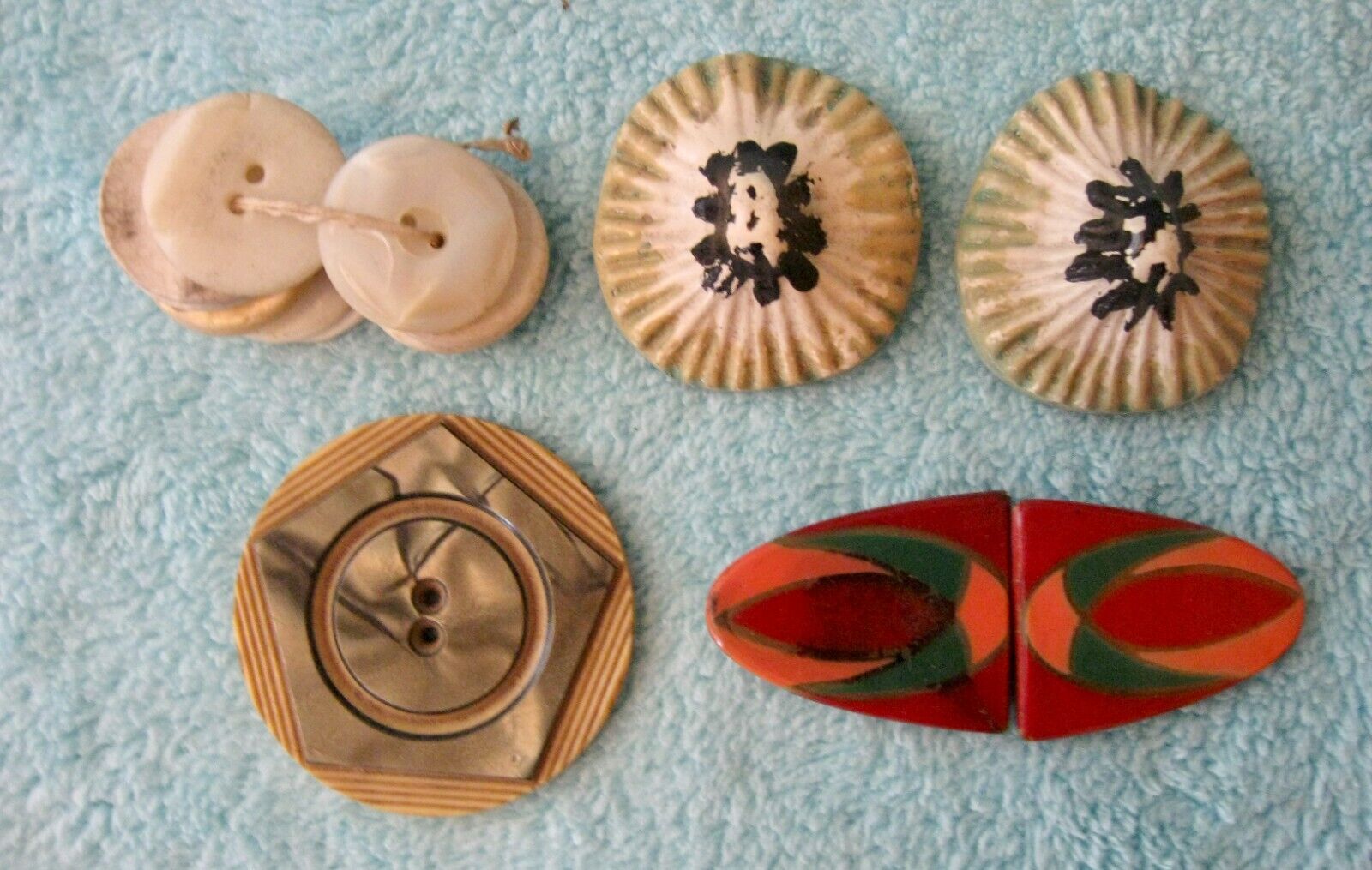 Vintage Lot of 15 Unique Buttons & Czech Buckle; Varied