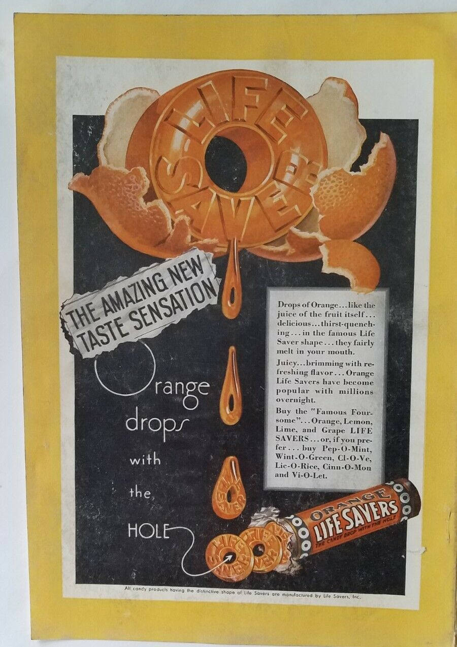 1931 orange Life Savers amazing New Taste sensation candy vintage ad