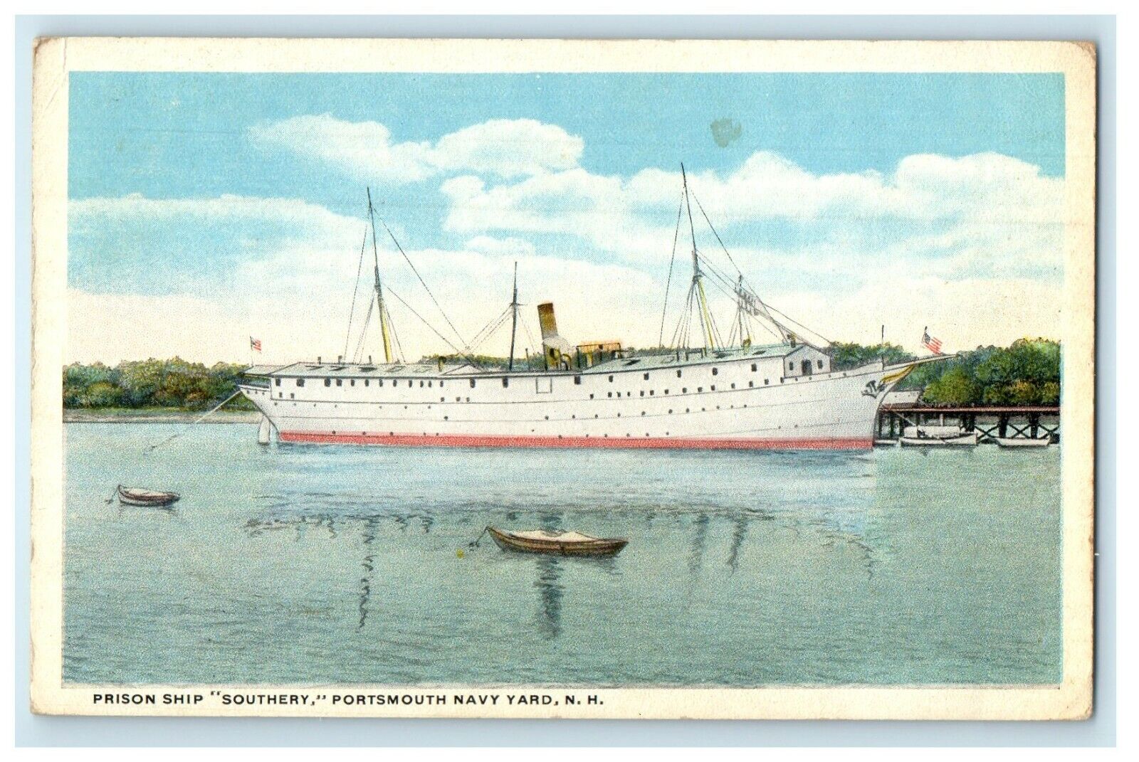 c1920's Prison Ship Southery Portsmouth Navy Yard New Hampshire NH Postcard