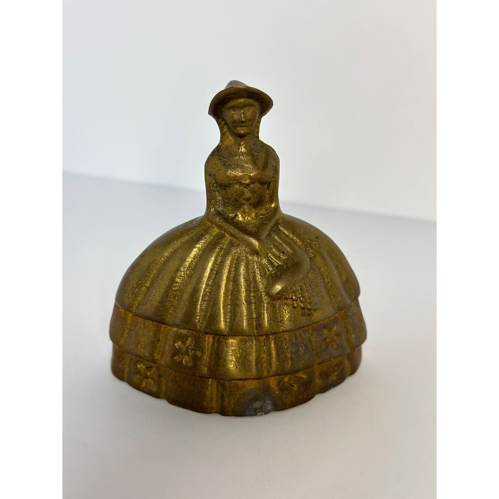 VTG Brass Southern Belle Crinoline Lady Figurine Paperweight Bell Home Decor