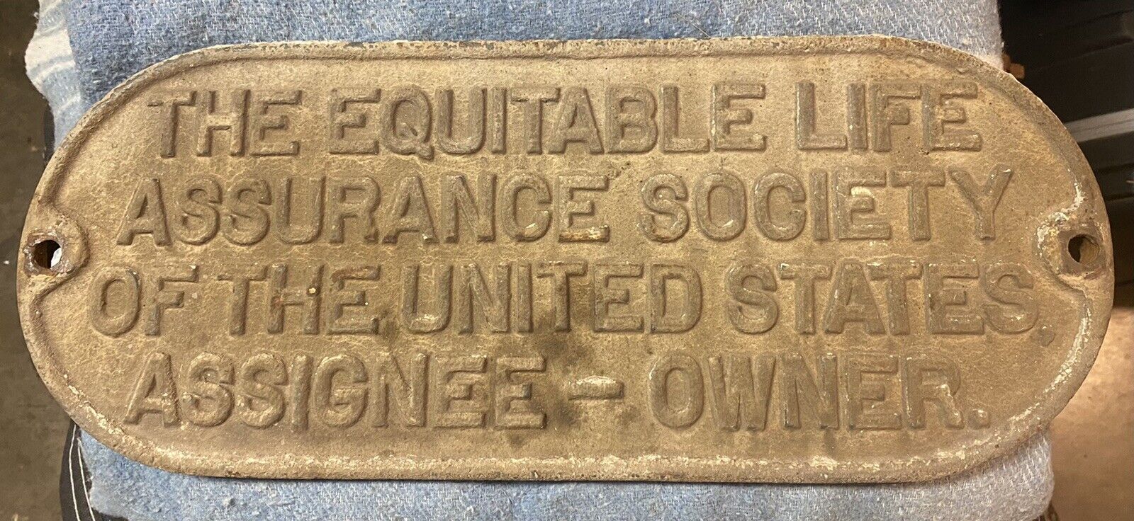 Equitable Life Assurance Society of U.S. Cast Iron Building Marker 17x7