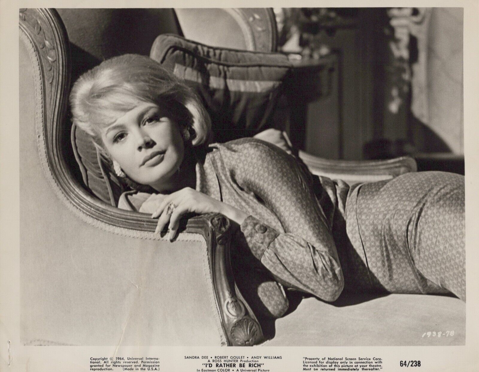 Sandra Dee in I'd Rather Be Rich (1964) 🎬 Original Vintage Movie Photo K 250