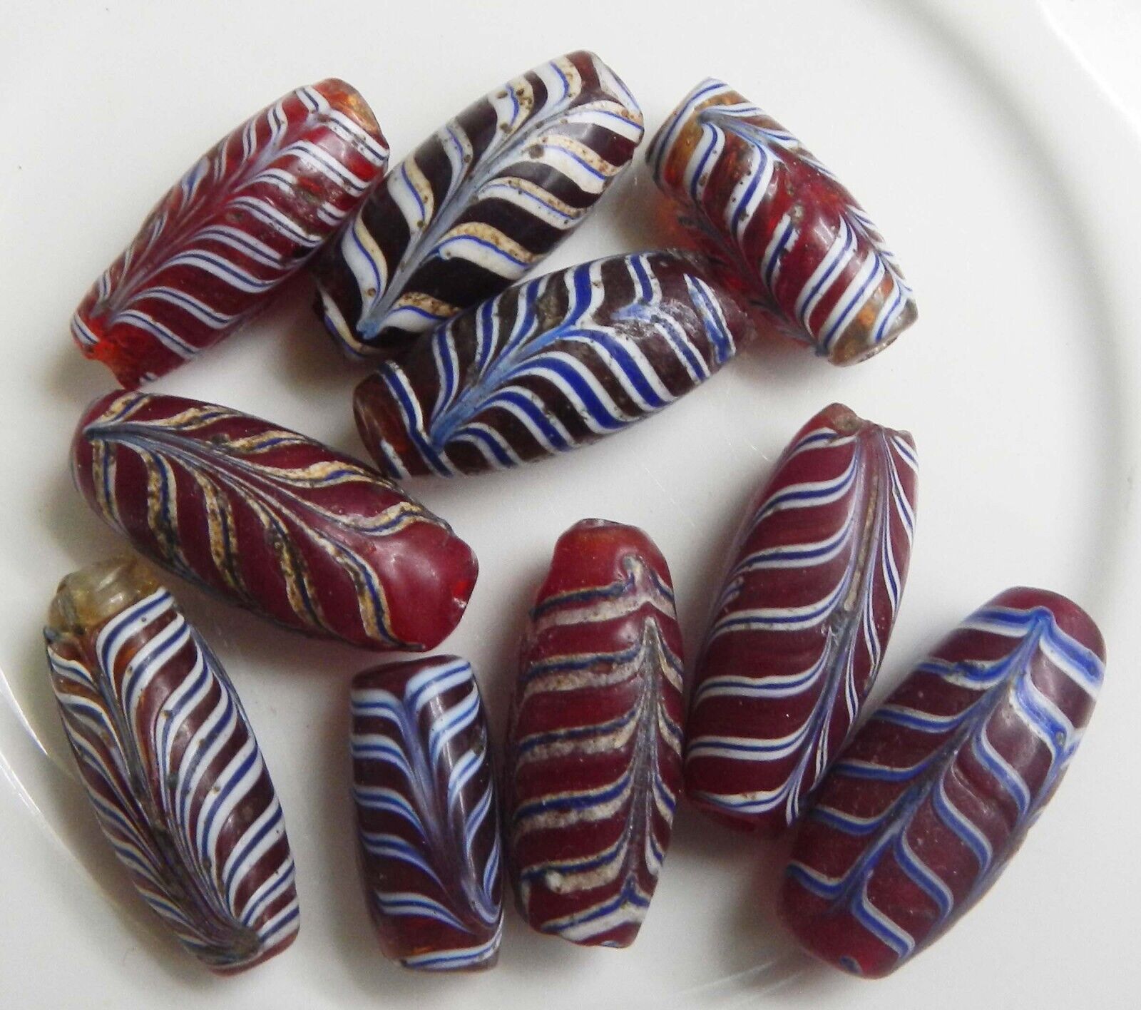 Old Red Feather Trade Beads