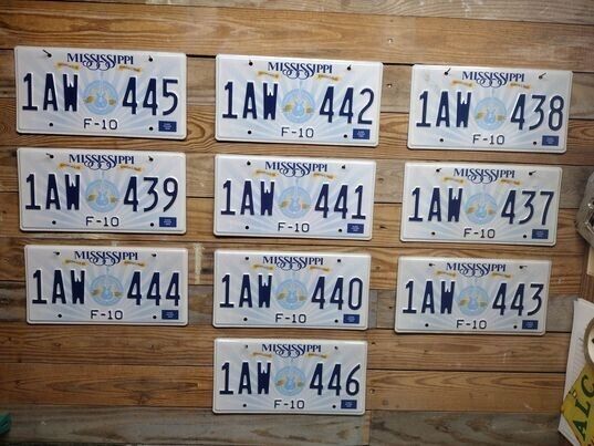 Mississippi Exp 1999 Lot of 10 Guitar License Plates Tags ~ 1AW 445