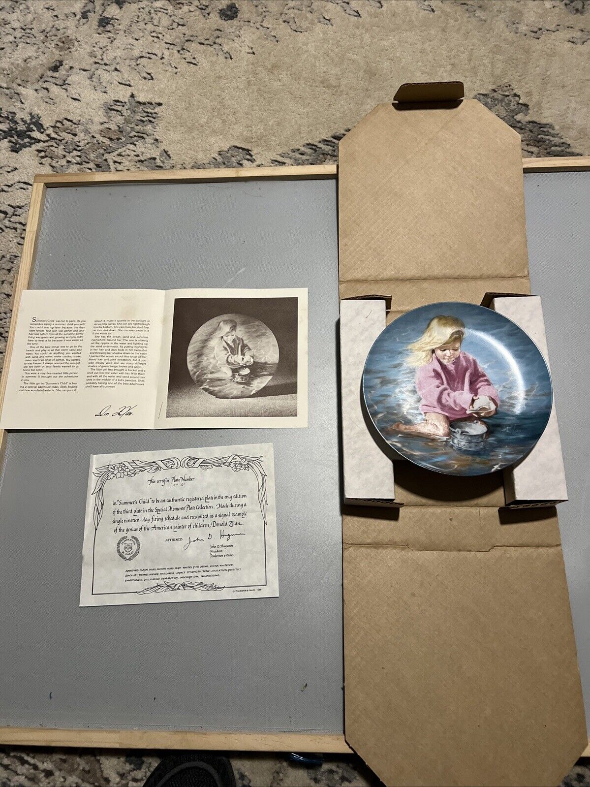 Vintage 1989 Donald Zolan “Summer’s Child” Numbered Collector Plate COA/Box