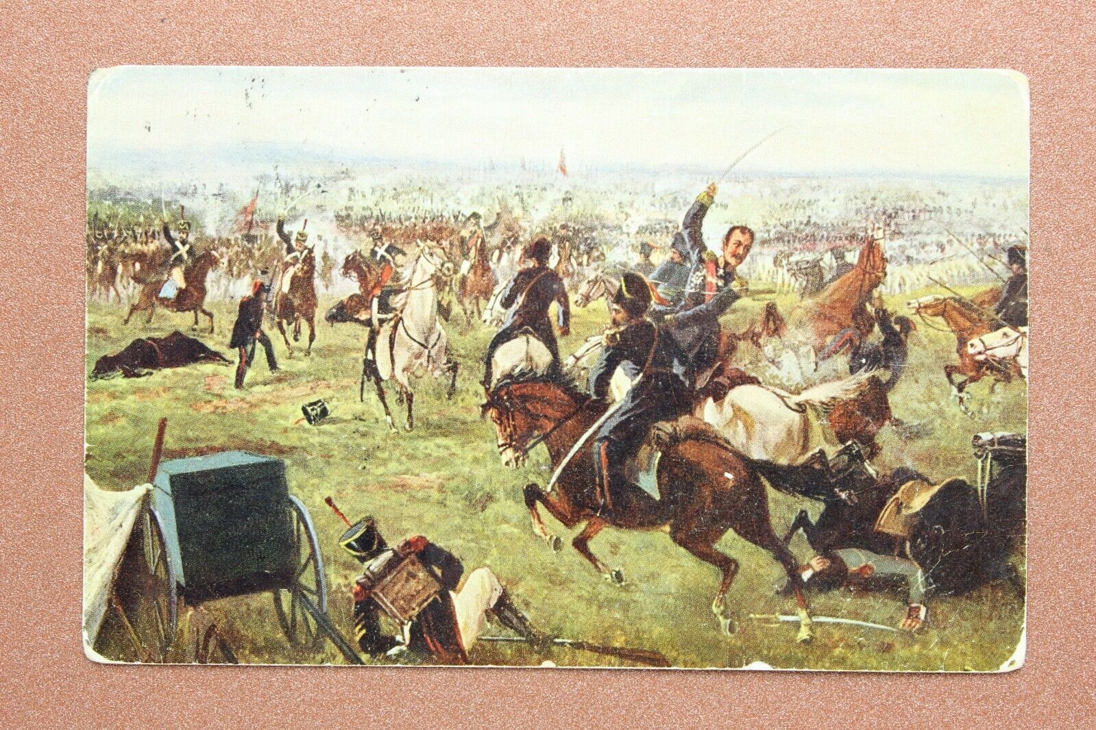 NAPOLEON Ataman Platov Cossacks BORODINO. Tsarist Russia postcard stamp 1913🐎