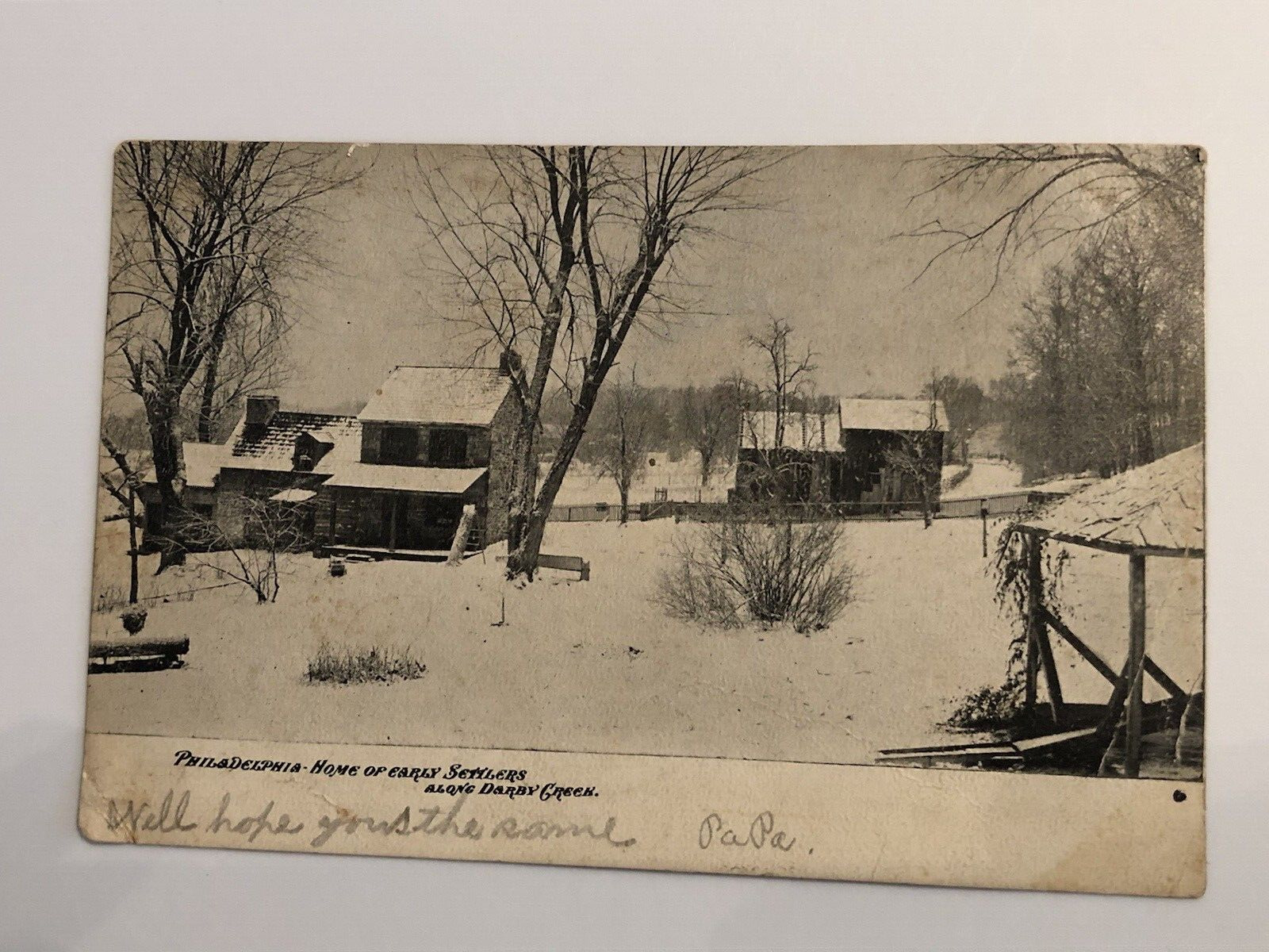 Philadelphia Home of Early Settlers along Darby Creek Postcard