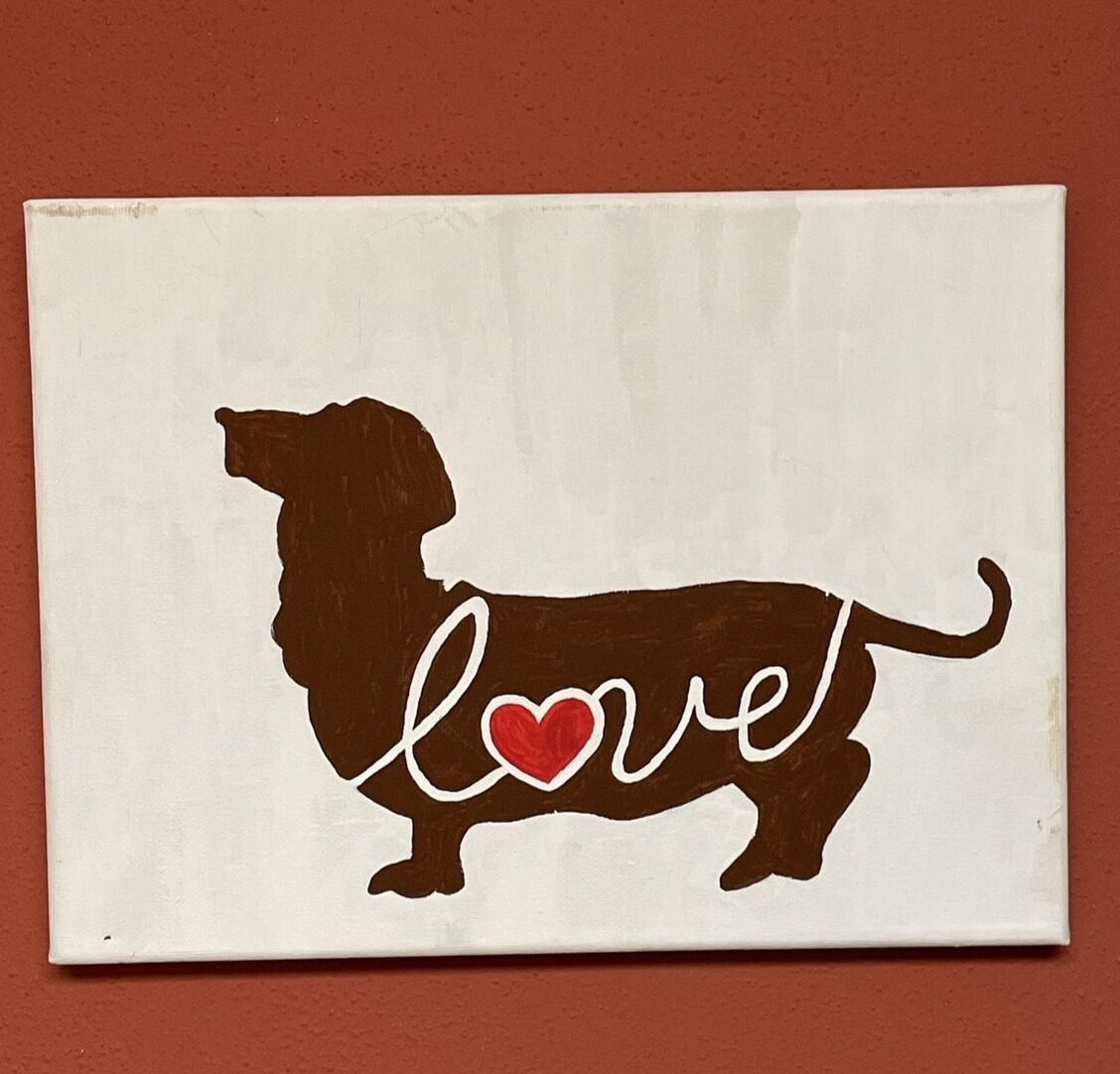 Unique RED DACHSHUND Dachshund Dog LOVE love painting Wall Art OOAK ❤️blt39j5