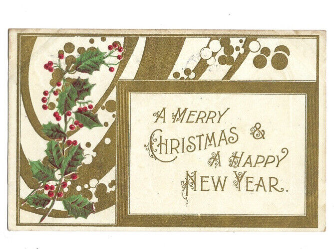 c.1907 A Merry Christmas And A Happy New Year International Art Postcard POSTED