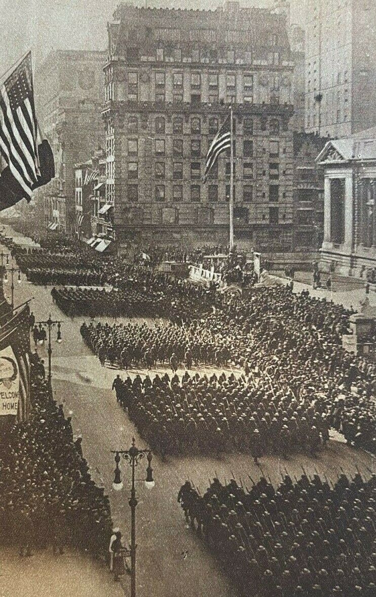1919 Vintage Illustration New York Colored Troops Returning From World War I