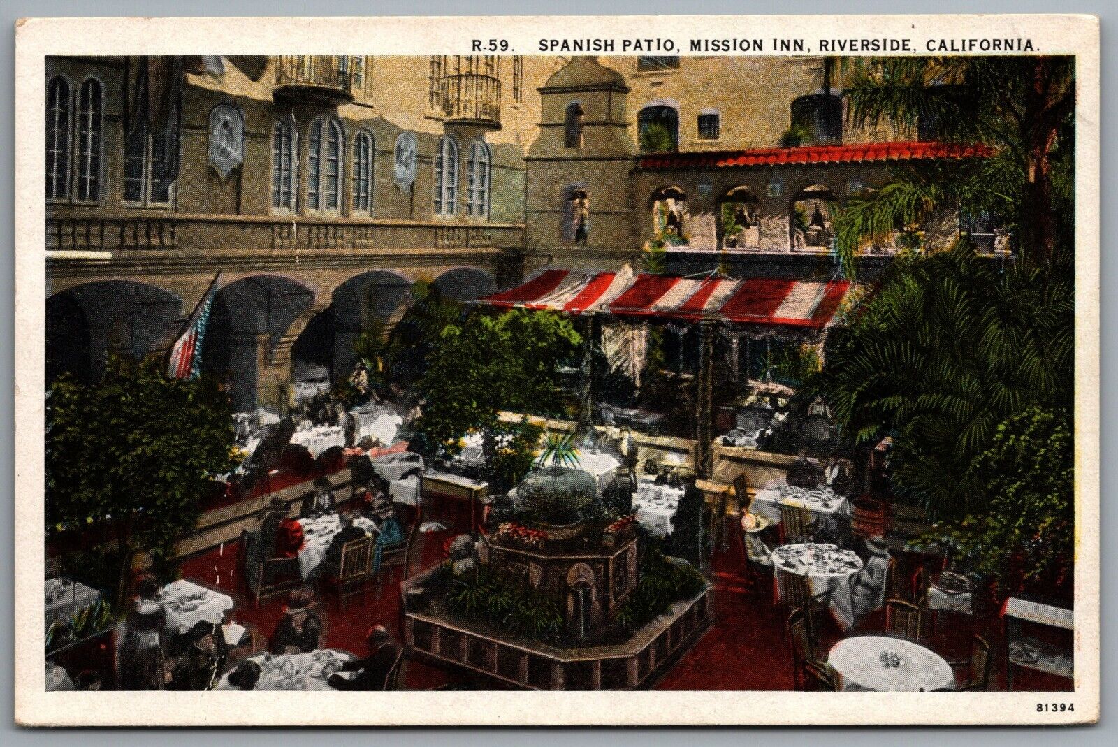 Riverside California Mission Inn Restaurant Courtyard Spanish Patio c1930s WB