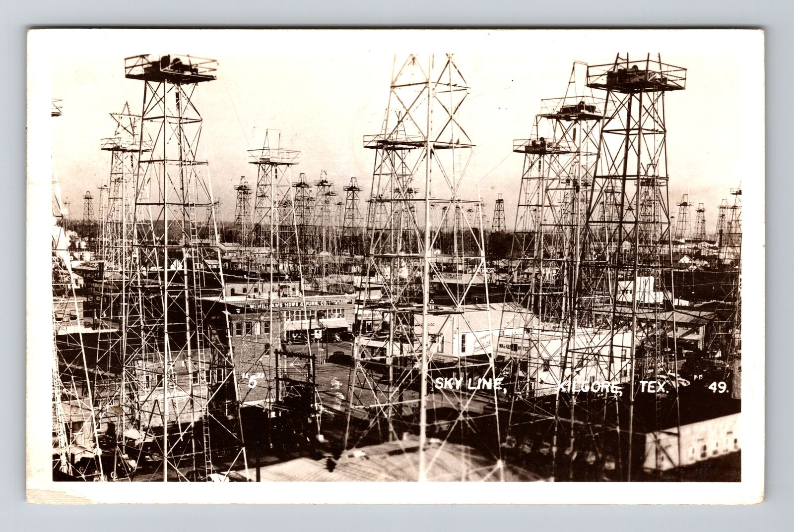 Kilgore TX-Texas RPPC, Bird's Eye of City Skyline, Real Photo c1946 Postcard