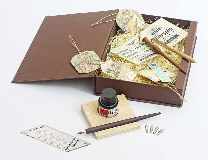 Isomars Calligraphy Pen Set Box With Vintage Oblique Holder- PREMIUM