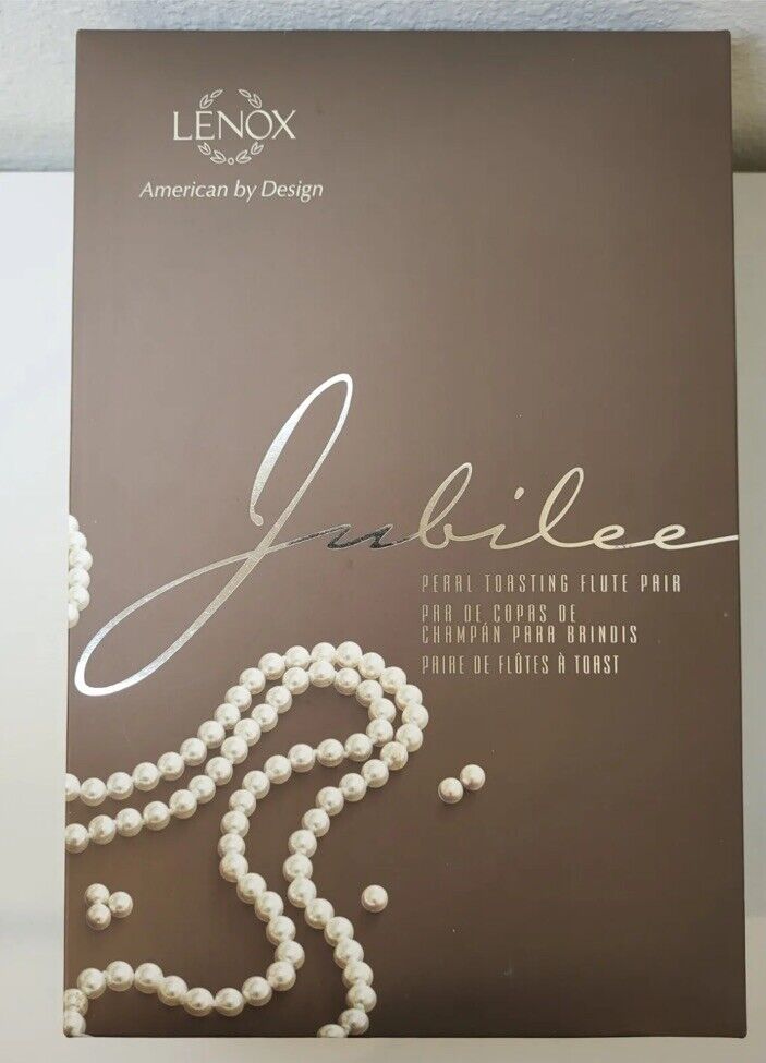 LENOX JUBILEE  PEARL TOASTING FLUTE Wedding Bridal Goblets Set Of 2