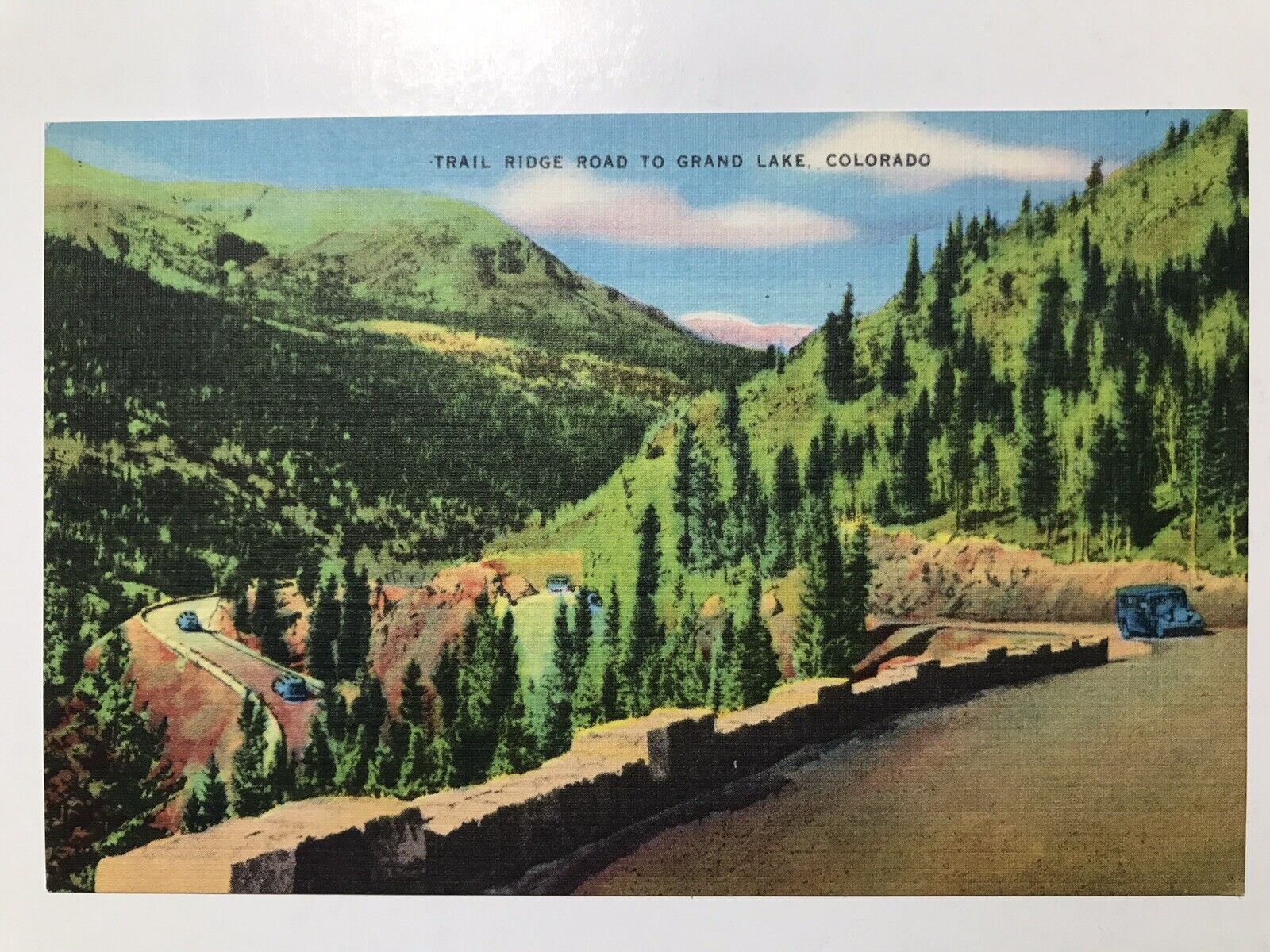 Vintage 1940 Trail Ridge Road To Grand Lake Colorado Postcard