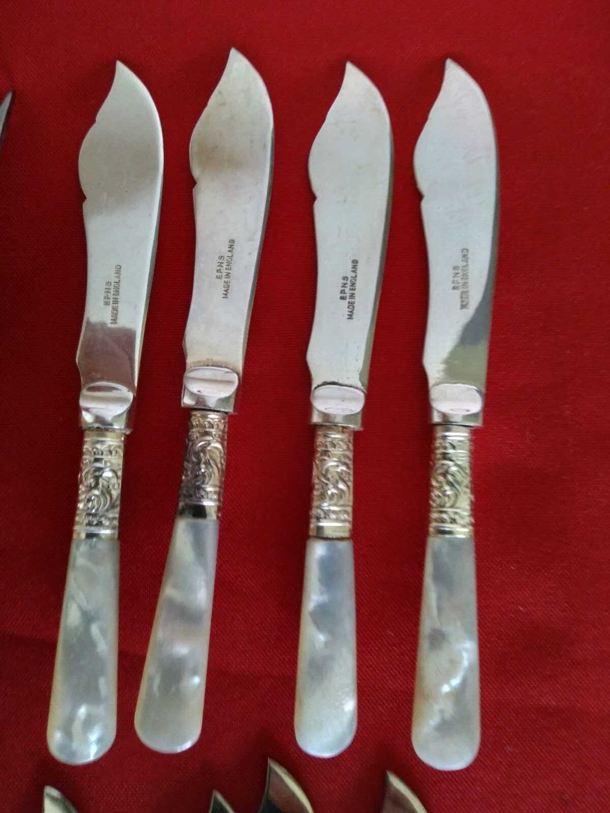 VTG Antique Flatware  Mother Pearl Handles England Knives