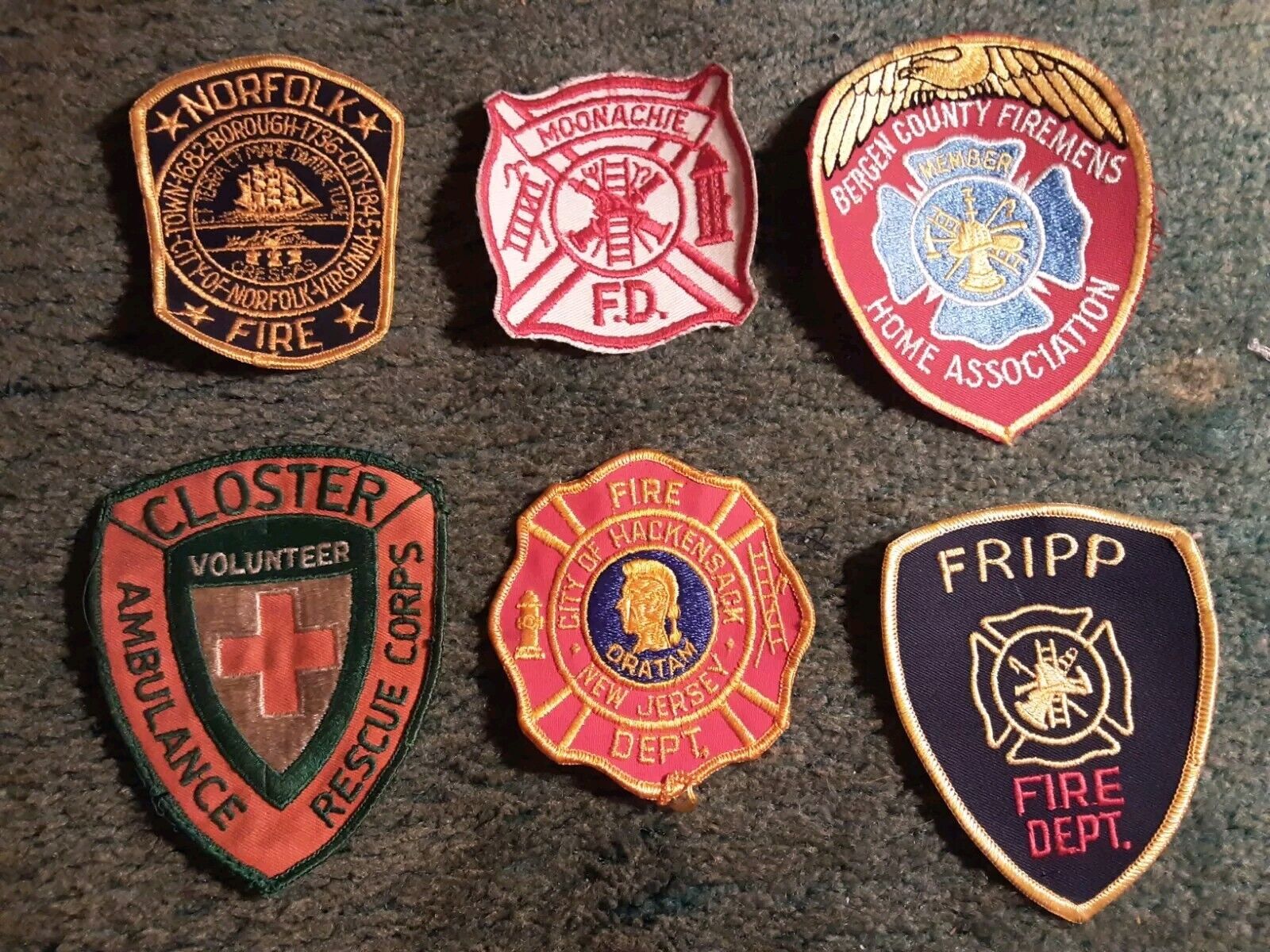 Fireman\'s Patches Vintage Bergen County New Jersey Virginia Fripp Island...