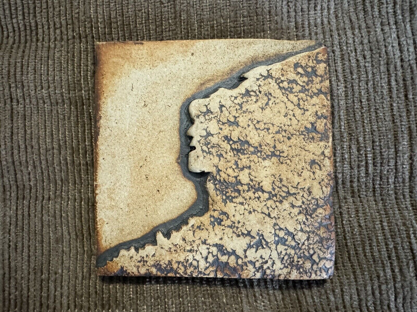 Rare Antique Old Man Of The Mountain Tile-New Hampshire Tile