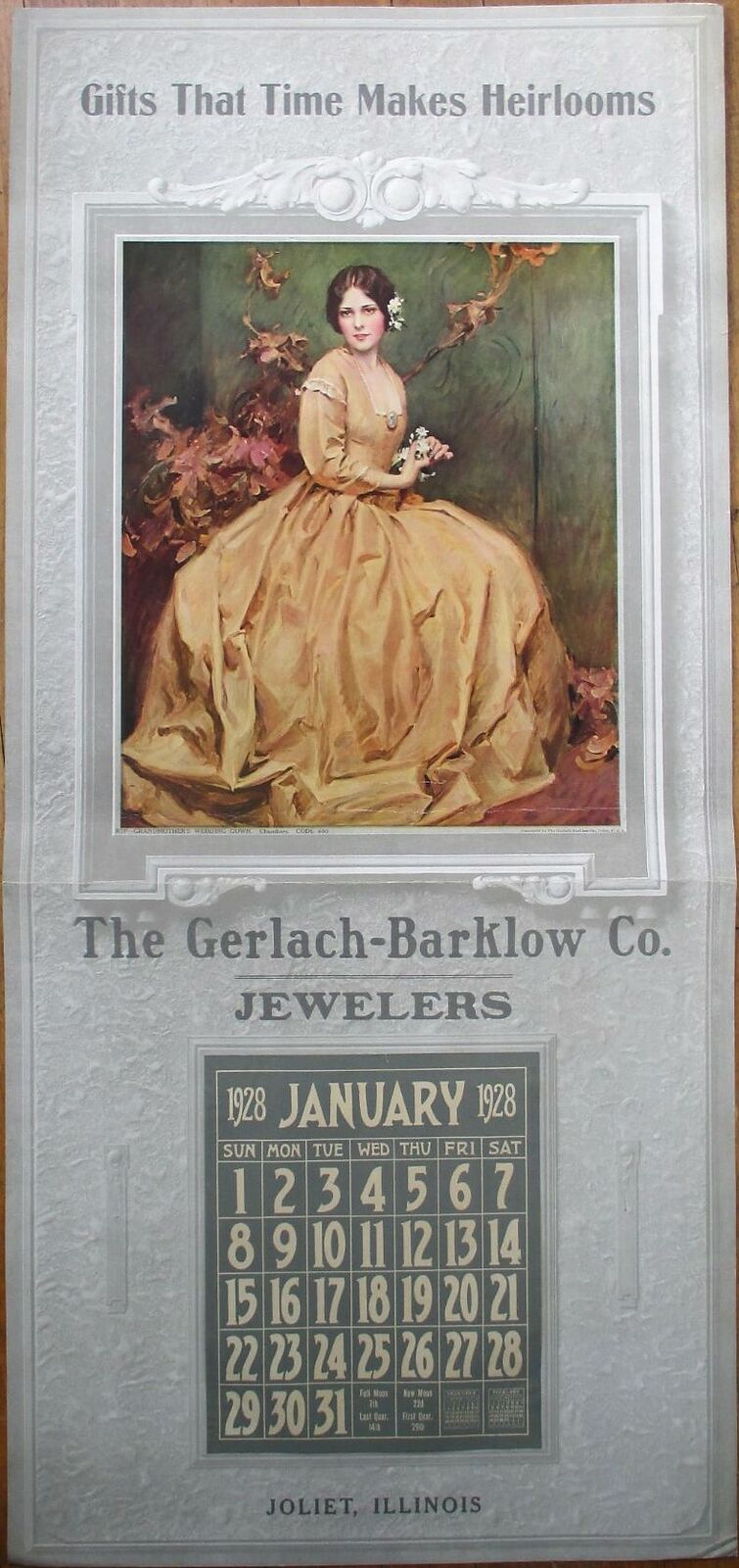 Joliet, IL 1928 Advertising Calendar/18x38 Poster: Jewelry/Jeweler- Illinois Ill