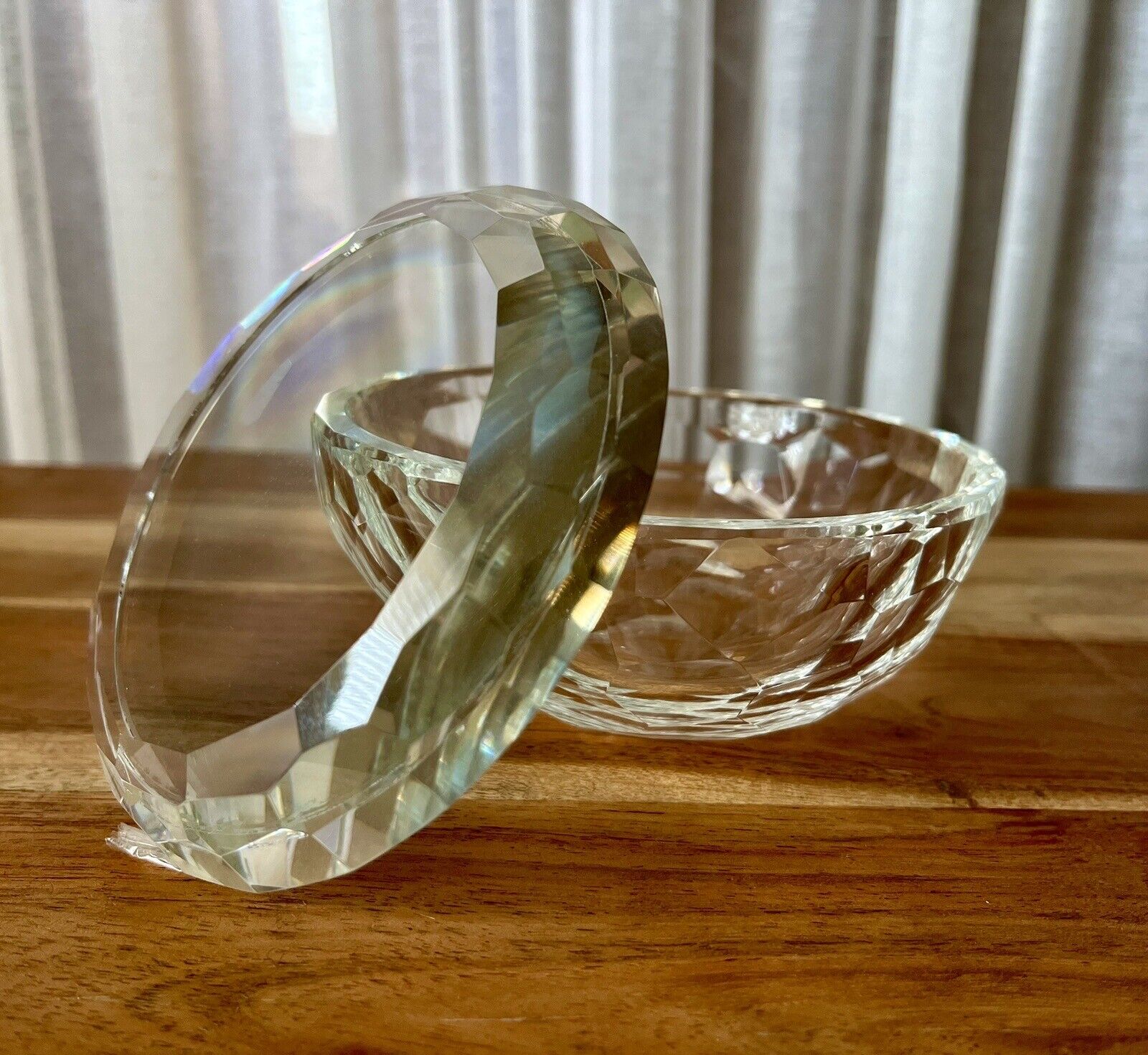 Vintage Faceted Crystal Bowl With Lid - Signed by Designer Oleg Cassini