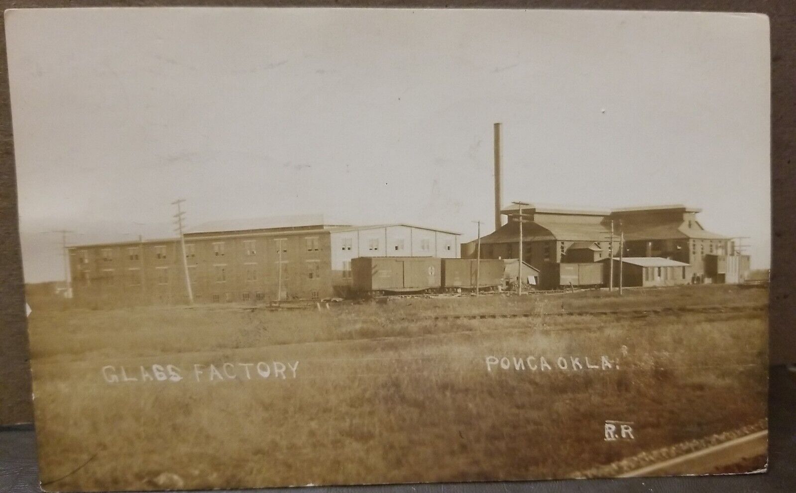 GLASS FACTORY Ponca Oklahoma Real Photo Postcard RPPC  Postmarked 1912
