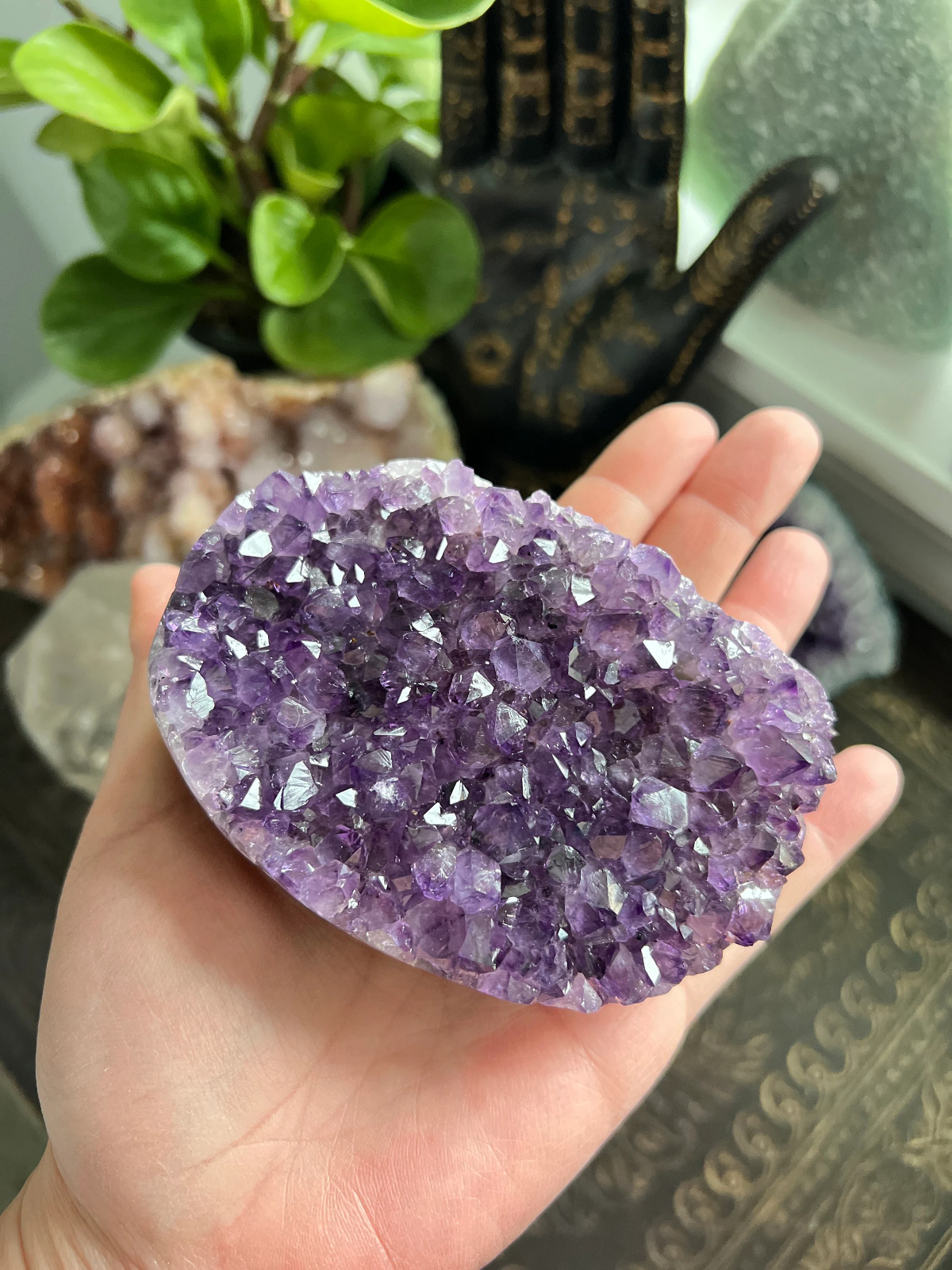 Amethyst Uruguay Crystal Cluster Freeform Geode Purple Meditation Stone A20