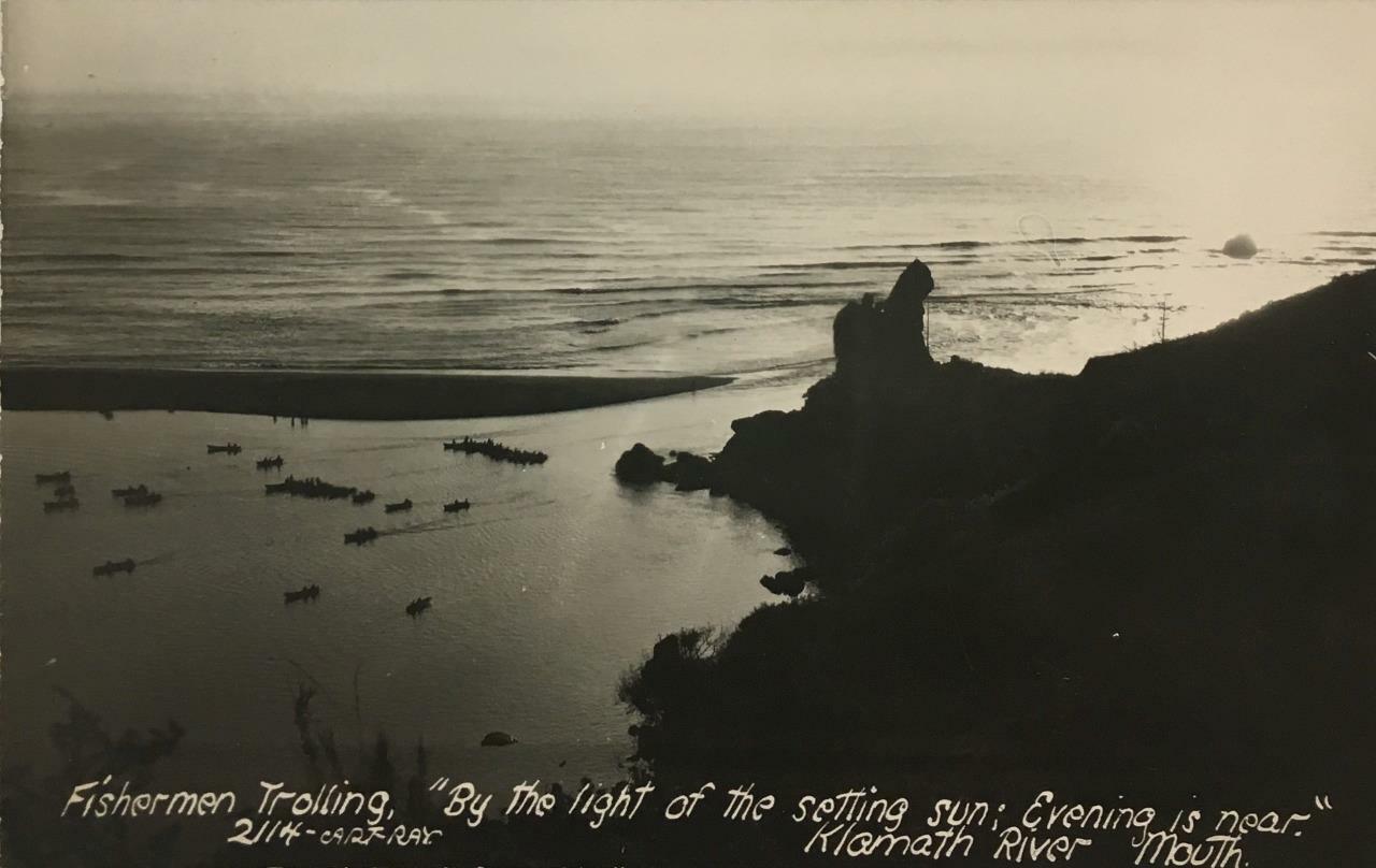 RPPC Fishermen Trolling Klamath River Mouth, California c1930s Vintage Postcard