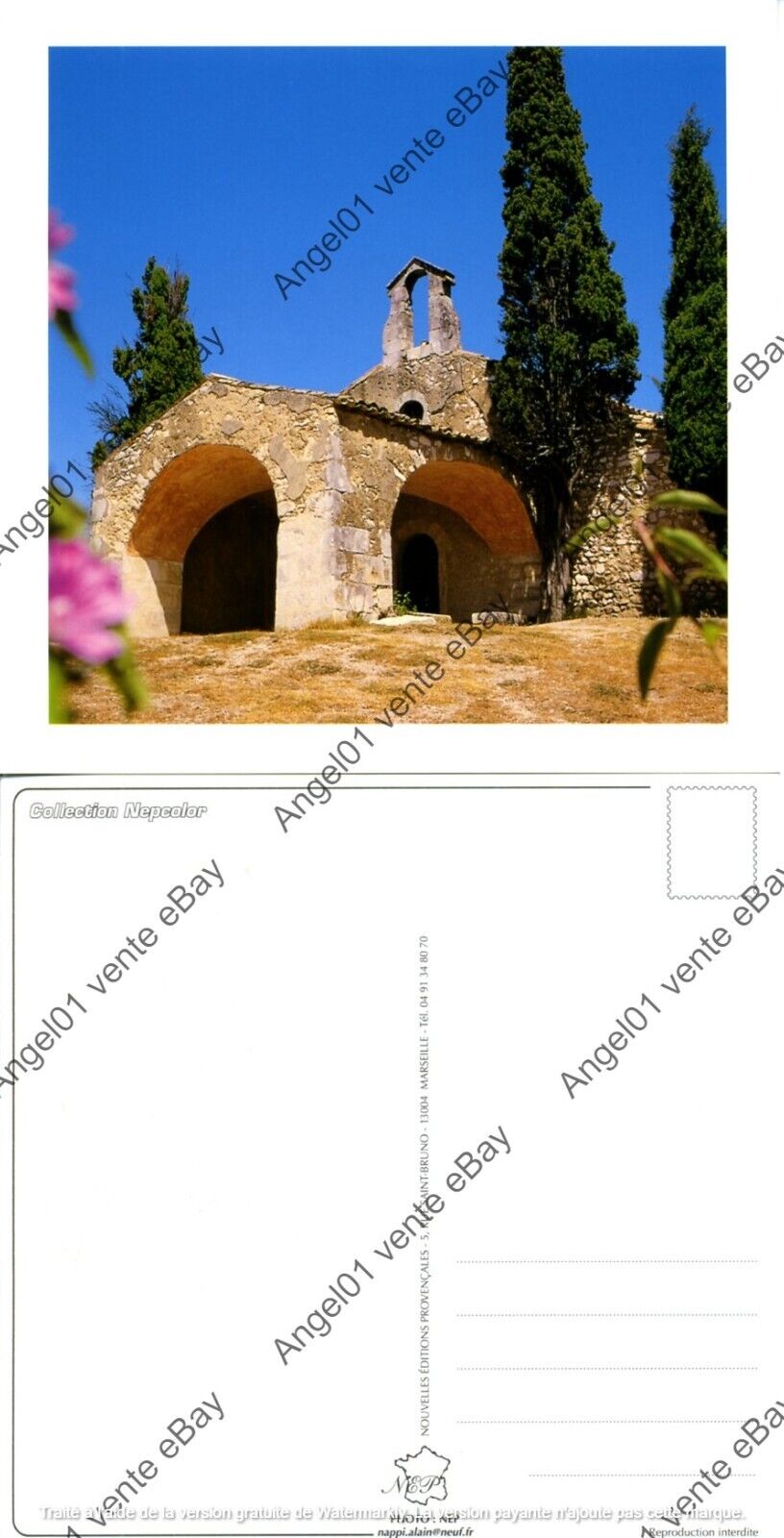 Provence theme postcard NEP square 15x15cm chapel