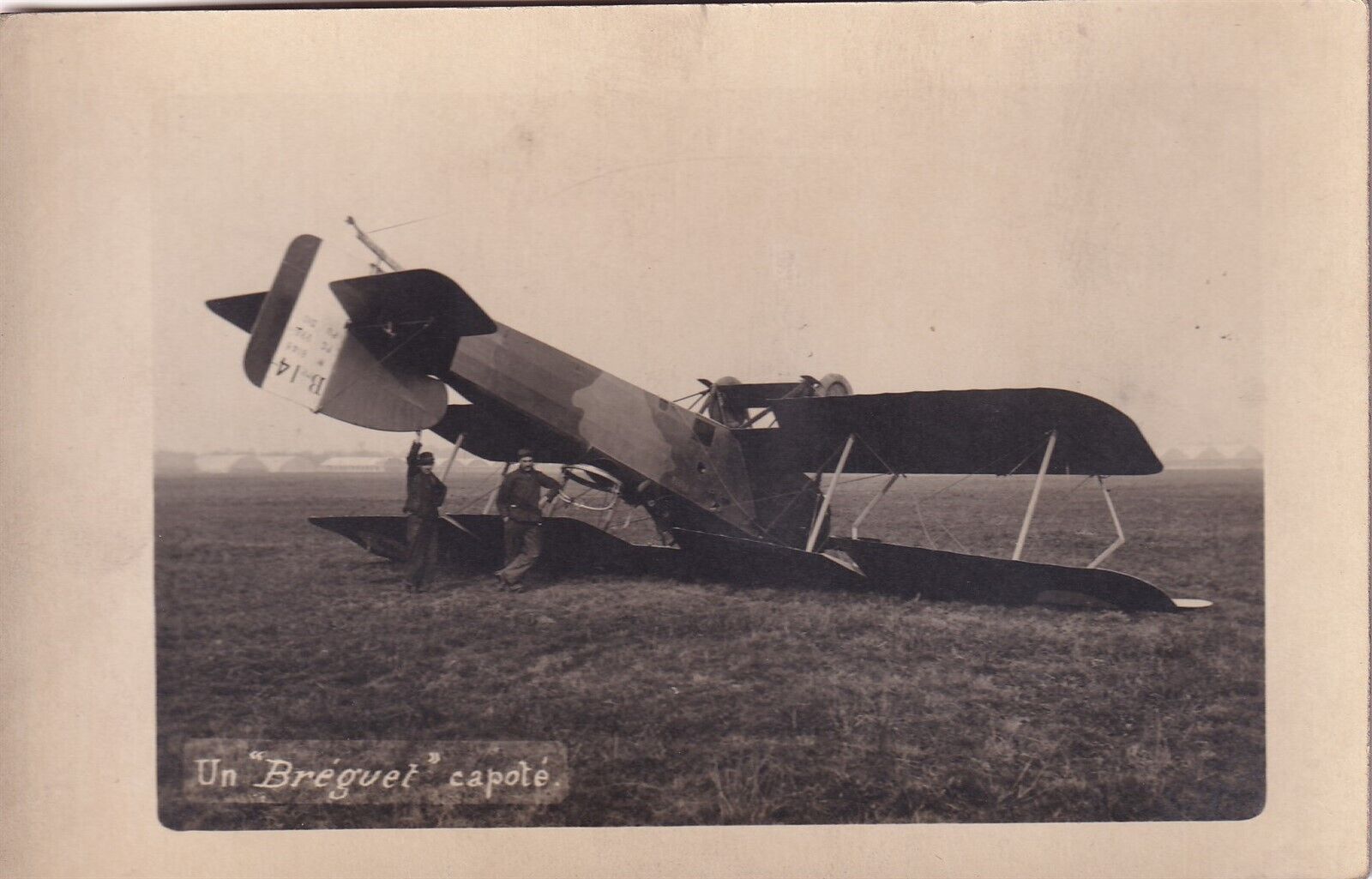 Original WWI RPPC Real Photo Postcard CRASHED FRENCH BREGUET BIPLANE FIGHTER 055