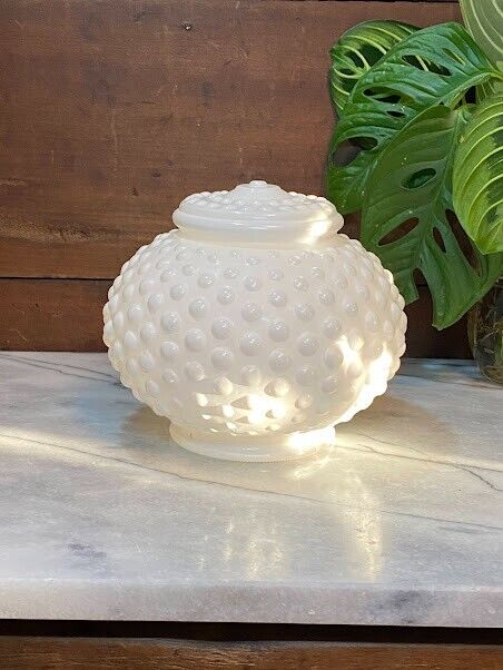 Vintage White Hobnail Glass Globe Round Ceiling Light Shade ~ 3.25\