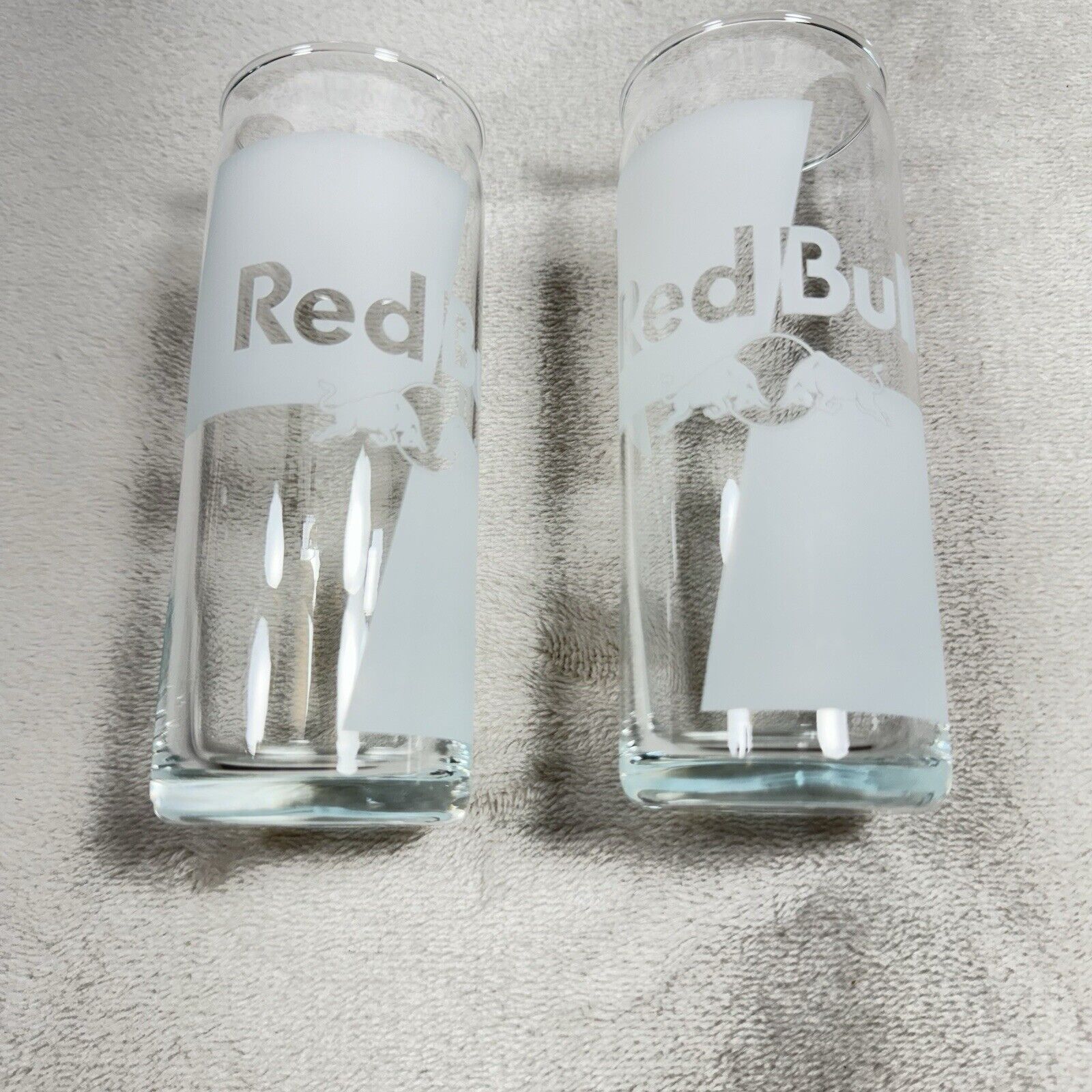 Redbull Logo Drinking Clear Glass Cups Set Of 2